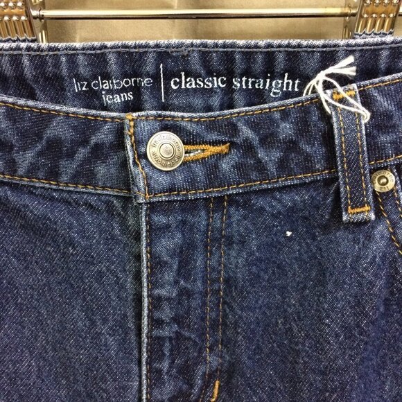 Liz Claiborne Vintage Jeans Y2K 100% Heavy Cotton Straight Leg Dark Wash 12P - Picture 2 of 4